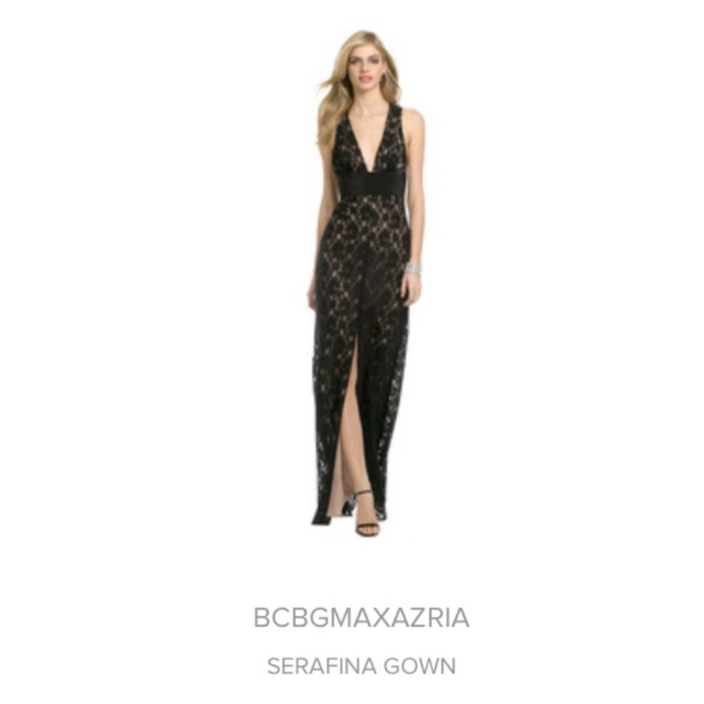 BCBG lacy long black dress!